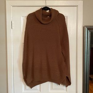 Dark Chestnut Knit Cape with Cow Neck